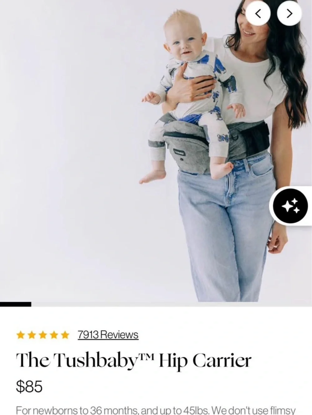 Tush baby Gray Baby Hip Seat Carrier - Comfortable Kids Accessory